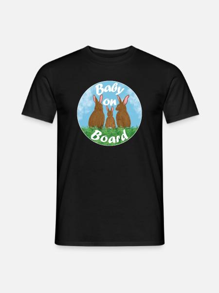 Baby on board - Hasenfamilie - Männer T-Shirt - Schwarz