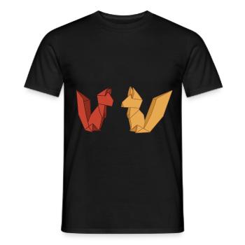 Flinker Origami Fuchs Faltkunst - Männer T-Shirt - Schwarz - Vorne - AI Model Male 178 light (178cm)