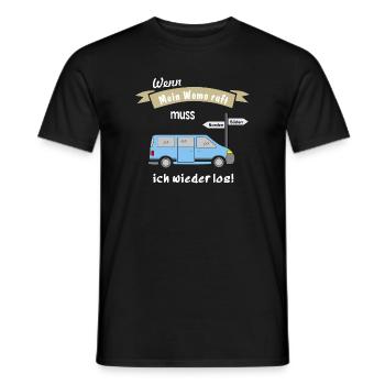 womo ruft campingbus - Männer T-Shirt - Schwarz - Vorne - AI Model Male 178 light (178cm)