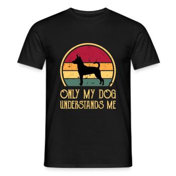 Decker Rat Terrier Hund Silhouette Retro Sonnenuntergang - Männer T-Shirt - Schwarz - Vorne - AI Model Male 178 light (178cm)