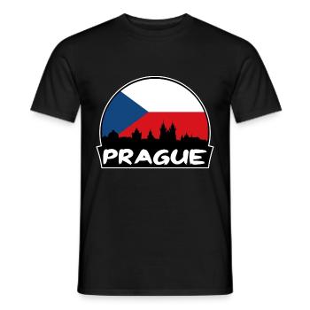 Prag Tschechien Flagge Skyline Silhouette Reisen - Männer T-Shirt - Schwarz - Vorne - AI Model Male 178 light (178cm)