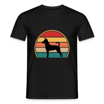 Decker Rat Terrier Hund Silhouette Retro Sonnenuntergang - Männer T-Shirt - Schwarz - Vorne - AI Model Male 178 light (178cm)