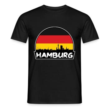 Hamburg Deutschland Flagge Skyline Silhouette Reisen - Männer T-Shirt - Schwarz - Vorne - AI Model Male 178 light (178cm)