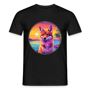 Kojote Buntes Aquarell Cartoon Kawaii Tier - Männer T-Shirt - Schwarz - Vorne - AI Model Male 178 light (178cm)