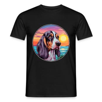 Blaue Gascogne Basset Hunderasse Bunte Karikatur Wat - Männer T-Shirt - Schwarz - Vorne - AI Model Male 178 light (178cm)