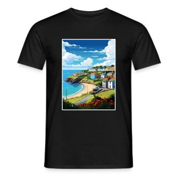 Das Roseland Peninsula Cornwall Reiseposter - Männer T-Shirt - Schwarz - Vorne - AI Model Male 178 light (178cm)