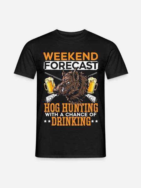Wochenendvorhersage Schweinejagd mit Aussicht auf - Männer T-Shirt - Schwarz