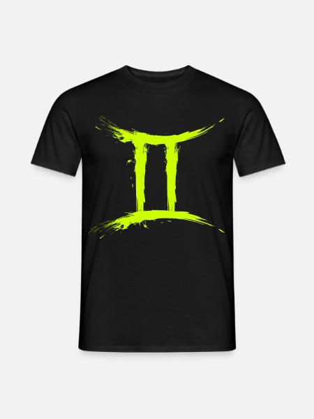 Sternzeichen Zwillinge Gelb Gemini Symbol - Männer T-Shirt - Schwarz