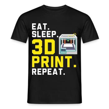 Essen Schlafen 3D-Drucken Wiederholen Machinist 3D - Männer T-Shirt - Schwarz - Vorne - AI Model Male 178 light (178cm)
