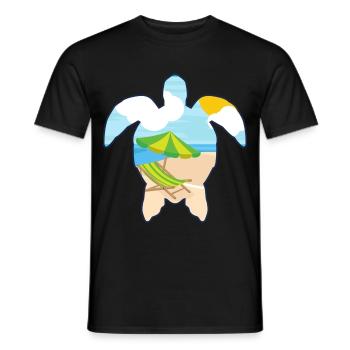 Schildkröte mit Strandszene - Urlaubsmotiv - Männer T-Shirt - Schwarz - Vorne - AI Model Male 178 light (178cm)