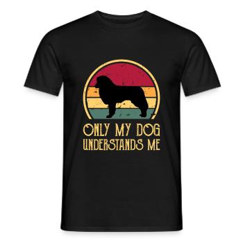 Englischer Schäferhund Hund Liebhaber Silhouette Retro Sonnenuntergang - Männer T-Shirt - Schwarz - Vorne - AI Model Male 178 light (178cm)