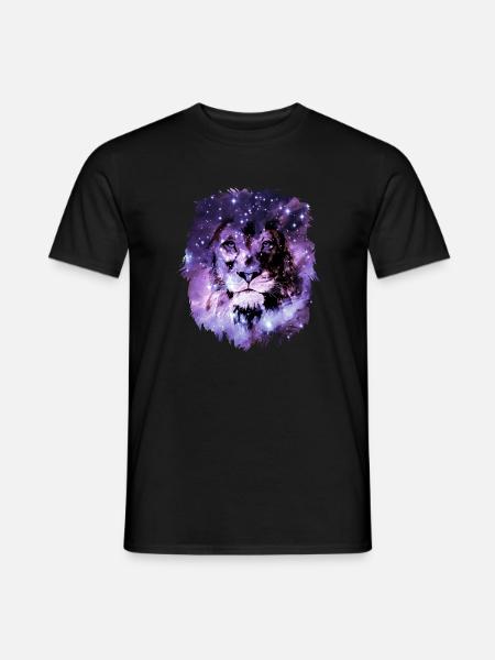 Löwe Weltall Sterne - Männer T-Shirt - Schwarz