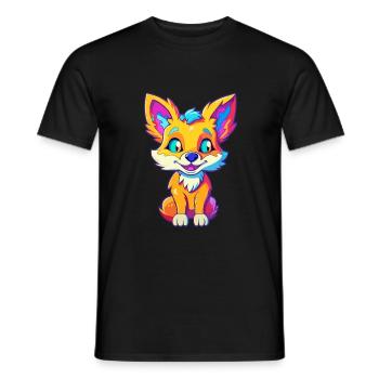 Kojote Buntes Aquarell Cartoon Kawaii Tier - Männer T-Shirt - Schwarz - Vorne - AI Model Male 178 light (178cm)