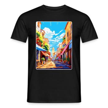 Perpignan Frankreich Vintage Reiseplakat Souvenir - Männer T-Shirt - Schwarz - Vorne - AI Model Male 178 light (178cm)