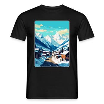 Ischgl Österreich Vintage Reiseplakat Souvenir WPA - Männer T-Shirt - Schwarz - Vorne - AI Model Male 178 light (178cm)