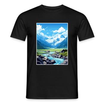 Fox Glacier Neuseeland Vintage Reiseposter WPA - Männer T-Shirt - Schwarz - Vorne - AI Model Male 178 light (178cm)