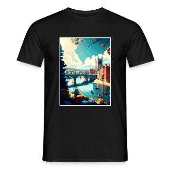 Exeter England Vintage Reiseposter WPA Souvenir - Männer T-Shirt - Schwarz - Vorne - AI Model Male 178 light (178cm)