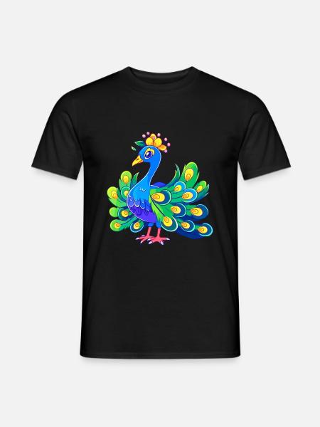 Pfau Niedlich Glücklich Kawaii Cartoon Clipart Tier - Männer T-Shirt - Schwarz