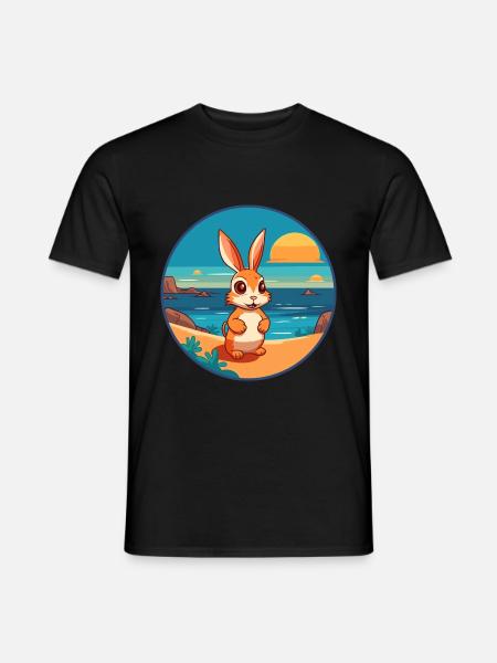 Kaninchen Aquarell Cartoon Kawaii Clipart Tier - Männer T-Shirt - Schwarz