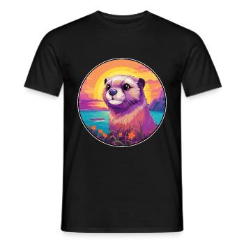 Gopher Buntes Aquarell Cartoon Kawaii Tier - Männer T-Shirt - Schwarz - Vorne - AI Model Male 178 light (178cm)