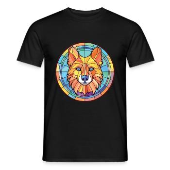 Deutsche Jagdterrier Hunderasse Aquarellglas - Männer T-Shirt - Schwarz - Vorne - AI Model Male 178 light (178cm)