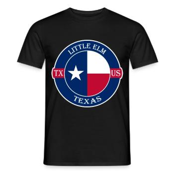 Little Elm Texas Flagge USA Reise Souvenir Abzeichen - Männer T-Shirt - Schwarz - Vorne - AI Model Male 178 light (178cm)