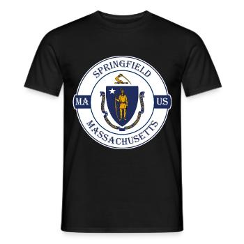 Springfield Massachusetts Flagge USA Reisesouvenir - Männer T-Shirt - Schwarz - Vorne - AI Model Male 178 light (178cm)