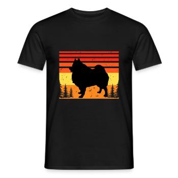 Deutscher Spitz Hundeliebhaber Silhouette Vintage Sonnenuntergang - Männer T-Shirt - Schwarz - Vorne - AI Model Male 178 light (178cm)