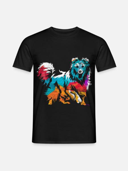 Aufgeweckter Sheltie Agilityprofi - Männer T-Shirt - Schwarz