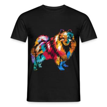 Wuscheliger Keeshond Begleithund - Männer T-Shirt - Schwarz - Vorne - AI Model Male 178 light (178cm)