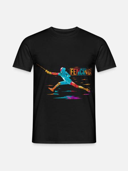Blitzschneller Fechter Florettduell - Männer T-Shirt - Schwarz