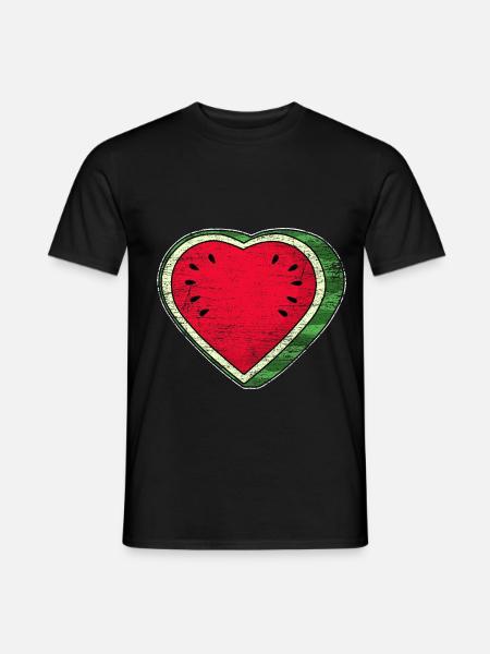Erfrischende Wassermelone Herzform - Männer T-Shirt - Schwarz