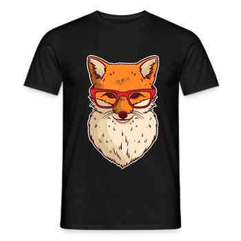 Brillanter Nerd Fuchs Schulhof - Männer T-Shirt - Schwarz - Vorne - AI Model Male 178 light (178cm)