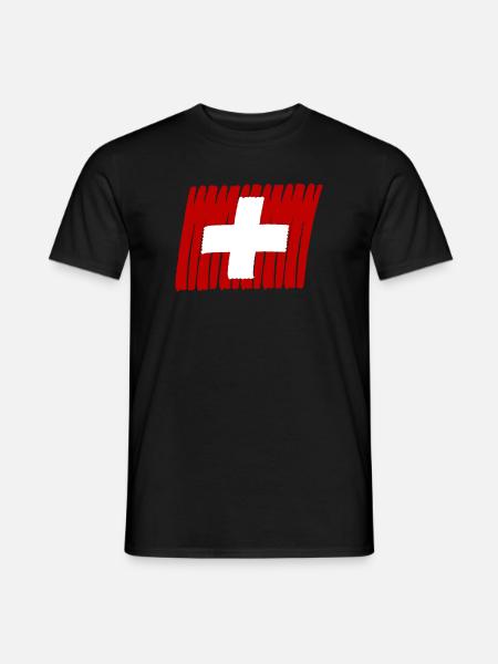 Schweiz Swiss Flag painted - Männer T-Shirt - Schwarz