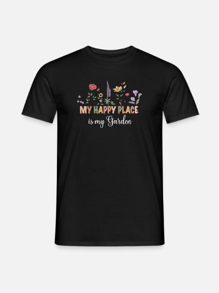 My happy place is my Garden - Männer T-Shirt - Schwarz