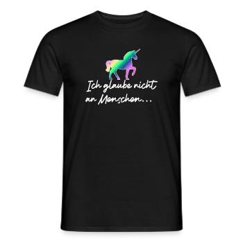 Einhorn / Ich glaube nicht an Menschen - Männer T-Shirt - Schwarz - Vorne - AI Model Male 178 light (178cm)