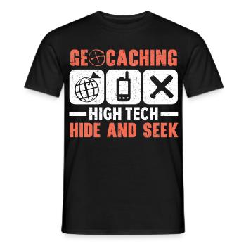 Geocaching High-Tech Versteckspiel Geocache - Männer T-Shirt - Schwarz - Vorne - AI Model Male 178 light (178cm)