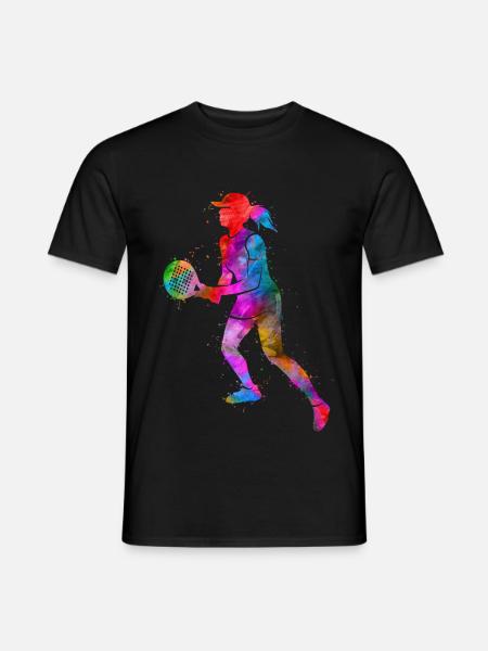 Padel Tennis Spielerin Farbklecks Mädchen Padel - Männer T-Shirt - Schwarz