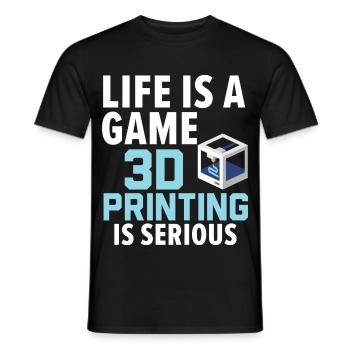Das Leben ist ein Spiel 3D-Druck ist eine ernste A - Männer T-Shirt - Schwarz - Vorne - AI Model Male 178 light (178cm)