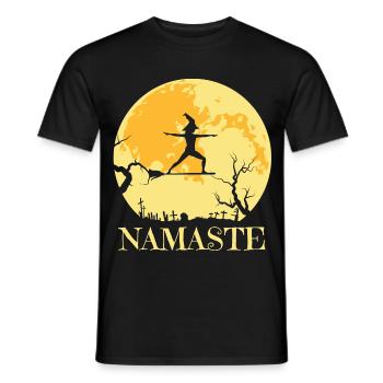 Namaste Hexe Besen Joga - Männer T-Shirt - Schwarz - Vorne - AI Model Male 178 light (178cm)