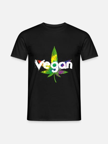 Cannabis Vegan - Männer T-Shirt - Schwarz