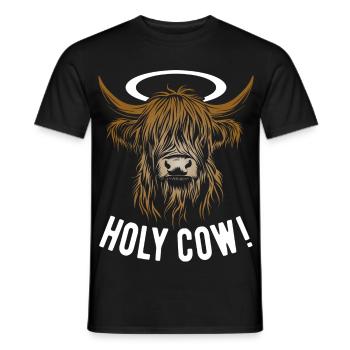 Hochland Rind - Holy Cow - Kuh - Geschenk - Männer T-Shirt - Schwarz - Vorne - AI Model Male 178 light (178cm)