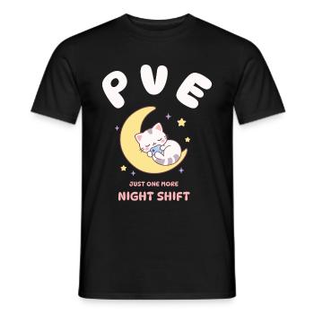 Cozy Gamer PvE Katze Mond Nachtschicht Design - Männer T-Shirt - Schwarz - Vorne - AI Model Male 178 light (178cm)