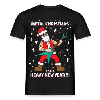 Heavy Metal Weihnachtsmann spielt Gitarre - Männer T-Shirt - Schwarz - Vorne - AI Model Male 178 light (178cm)