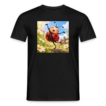 Glückliches Marienkäfer im Garten - Männer T-Shirt - Schwarz - Vorne - AI Model Male 178 light (178cm)