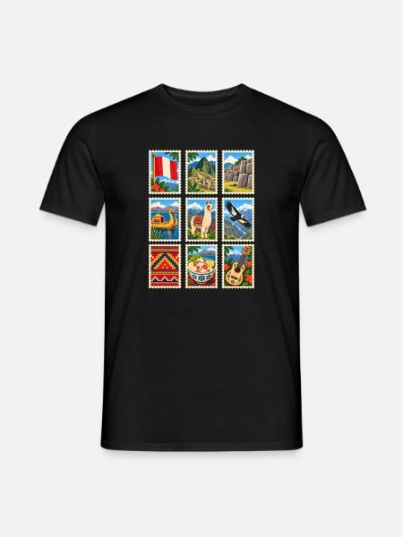 Peru Briefmarken - Männer T-Shirt - Schwarz