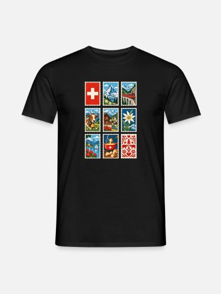 Schweiz Briefmarken - Männer T-Shirt - Schwarz