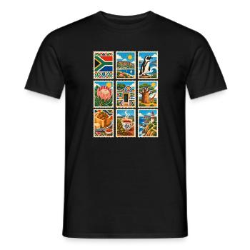 Südafrika Briefmarken - Männer T-Shirt - Schwarz - Vorne - AI Model Male 178 light (178cm)
