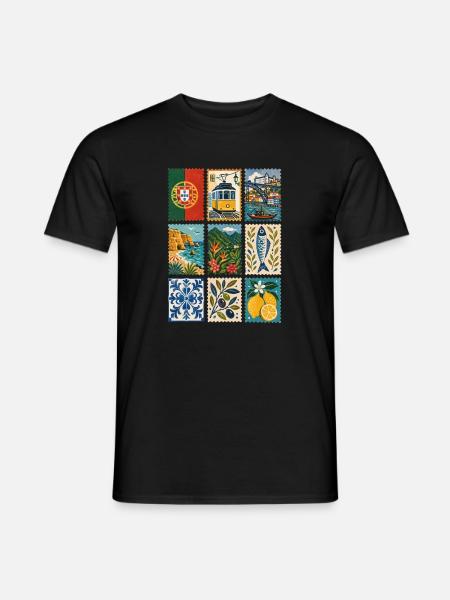 Portugal Briefmarken - Männer T-Shirt - Schwarz