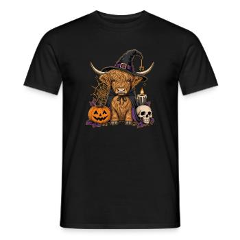  Hochlandrind Halloween - Männer T-Shirt - Schwarz - Vorne - AI Model Male 178 light (178cm)